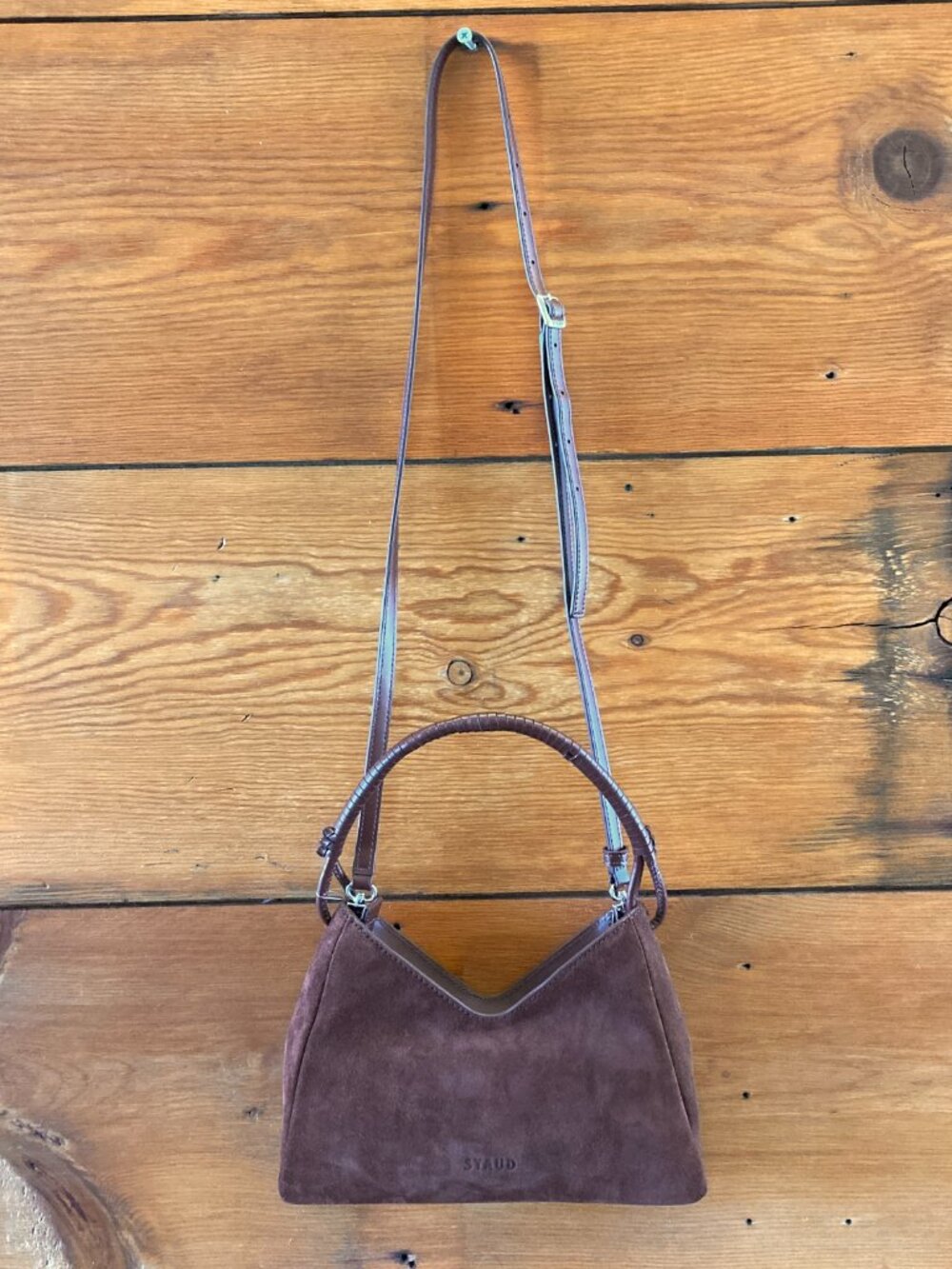 Staud $365 Mahogany Suede Leather Shoulder Bag Crossbody Purse EUC - 0317JF - Picture 6 of 10